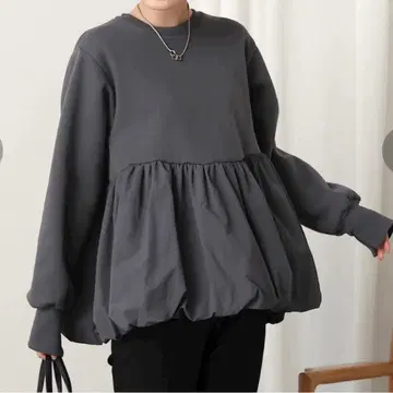 속기모 페플럼 풀오버 그레이