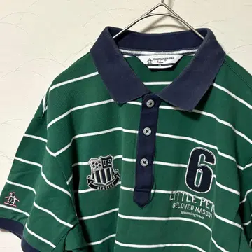 먼싱웨어 아르라인 반팔 피케 셔츠 골프 보더 무늬 남성용 LL