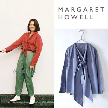 새상품 마가렛호웰 코튼 샴브레이 리본 타이 셔츠 3.7만