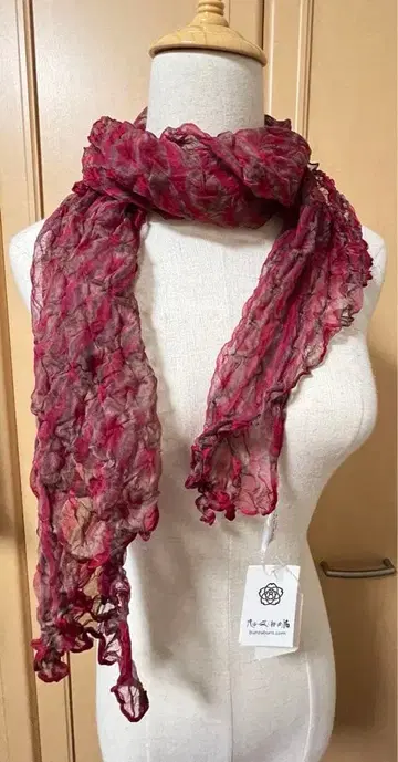 BUNZABURO 스톨 숄 가타야마 문자부로 상점 레이스 빨간색 택 포함