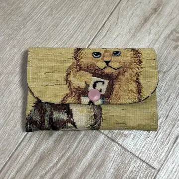 고양이 패턴 미니 지갑 고블랑 직조 CAT
