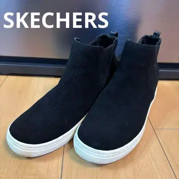 SKECHERS 블랙 사이드 고어 부츠 하이컷 스니커즈
