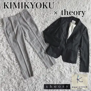 컨디션 최상 쿠미쿄쿠 띠어리 세트 코디 셋업 고급 울 혼방 모노톤