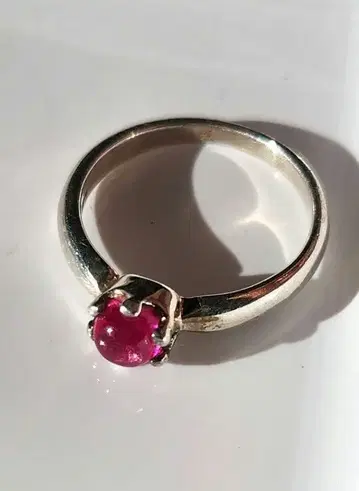 925 실버 반지 루비 핑크