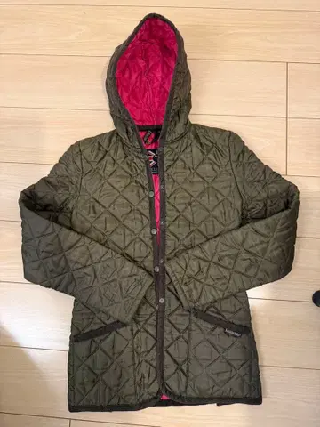 LAVENHAM 퀼팅 자켓 올리브 x 핑크 라벤햄