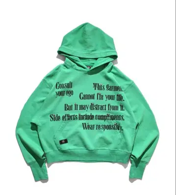 [ 완판템 ] ANTI MID 그린 후드 부착 후드티 S