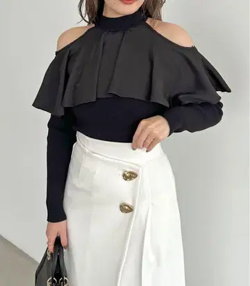 snidel 스나이델 케이프 디테일 니트 풀오버 블랙