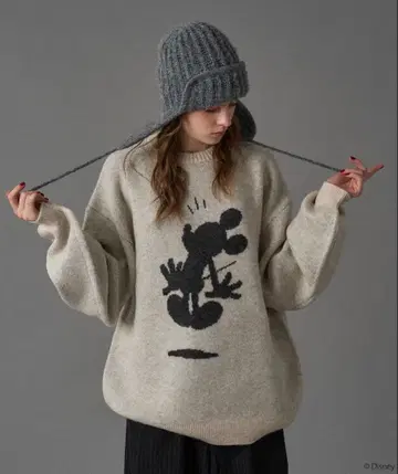 oncily 디즈니 미키마우스 니트 아이보리