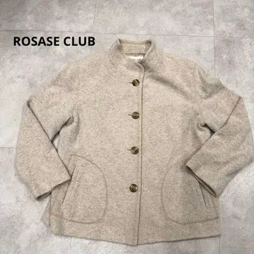 ROSASE CLUB 울 혼방 숏코트 스탠드 카라 베이지 M