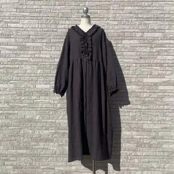 Samansa Mos2 타치카와점 한정판 린넨 블라썸 원피스 차콜