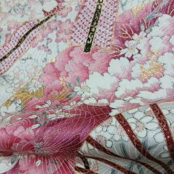 순수 실크 금채 후리소데 해체 조각 701