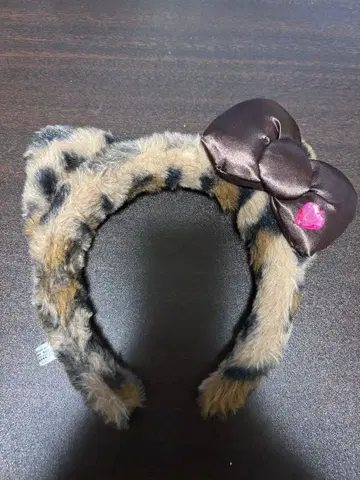 레오파드 무늬 머리띠 리본 포함
