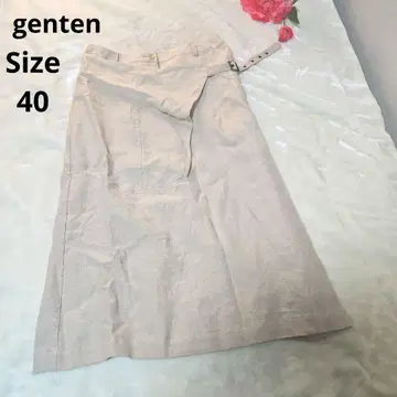[ 인기 택 포함 genten ] 베이지 린넨 스커트 사이즈 40