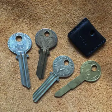 레어 디자인 USA 앤티크 키 열쇠 가죽 키 커버 세트