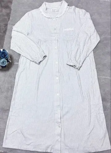 새상품 나르에 원피스 엘레강트 파자마 M~L 그레이 스트라이프 리본