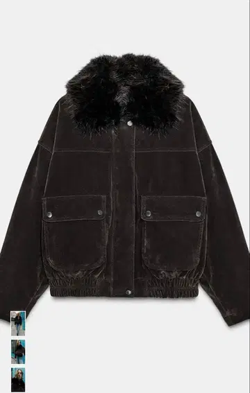 ZARA/카라 퍼 부착 다크 브라운 봄버 자켓/이번 시즌/M