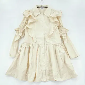 RURU 루루 프릴 달린 셔츠 원피스 아이보리