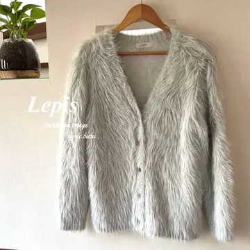 Lepis 페더얀 라메 니트 V넥 가디건 고급스러운 성인 페더