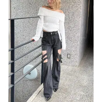 스파이럴걸 사이드 오픈 데님