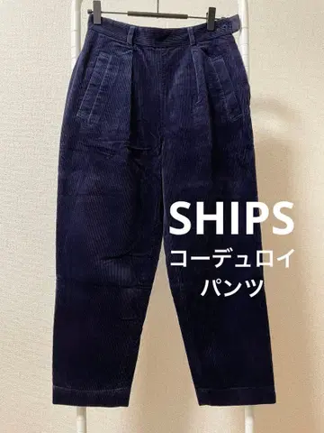 쉽스 코듀로이 앵클 팬츠 네이비