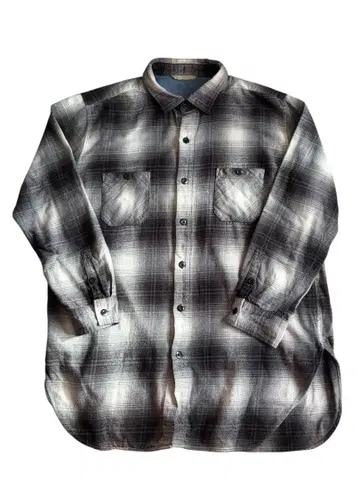 Burnout 옴브레 체크 롱 셔츠