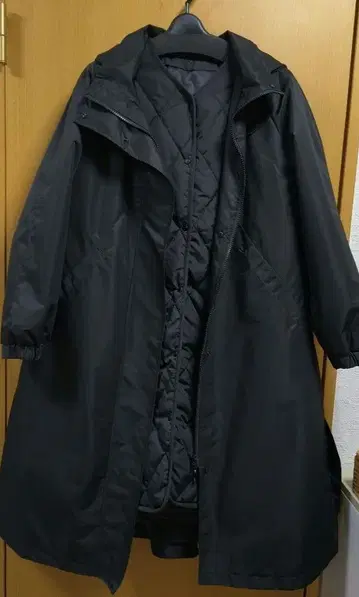 모토마치 제라르 퀼팅 라이너 포함 코트 2세트 블랙