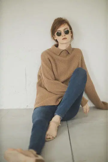 Theory MOVING RIB T 하이넥 니트 브라운 리브 니트