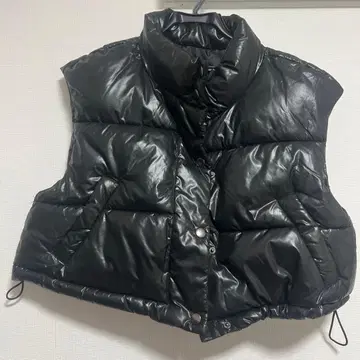 블랙 슬리브리스 다운 자켓 M