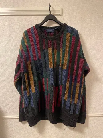 [핸드니트] 멀티 컬러 보더 니트 가디건 빈티지풍