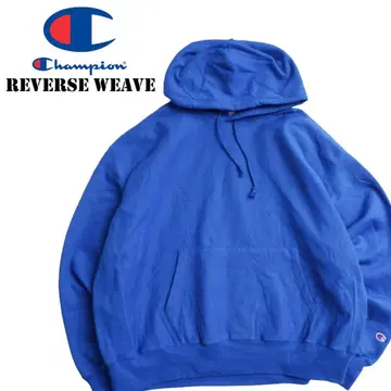 Champion 리버스 위브 무지 풀오버 후드티 XXL 블루