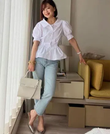 미사용급 이데알루체 [ F ] 블라우스 반팔 코튼