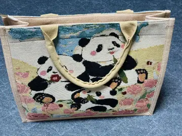 귀여운 럭셔리 팬더 자수 토트백 핸드백 고급 면린넨 소재 손잡이 편함