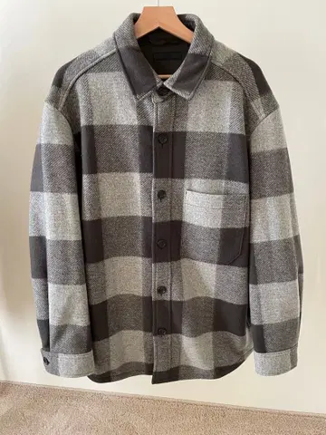 UNIQLO 유니클로 체크 무늬 오버 셔츠 자켓 그레이 xl