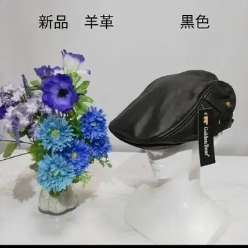 미사용 새상품 천연 가죽 헌팅 모자 블랙 컬러 혹은 다크 브라운