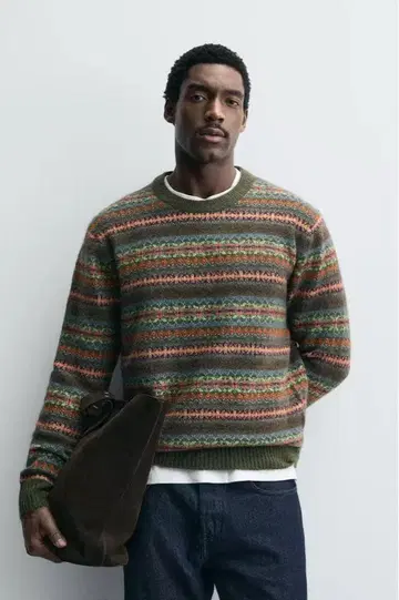 ZARA 기하학 패턴 자카드 스웨터