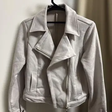 베이지, 광택 있음 라이더 자켓