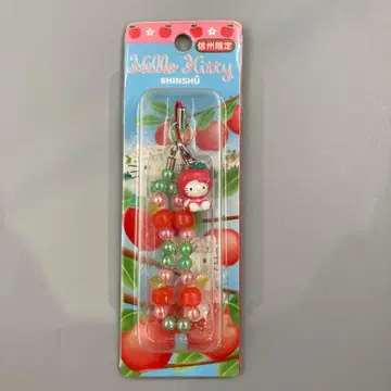 2002년제 헬로키티 신슈 한정판 사과 비즈 스트랩 미개봉 새상품