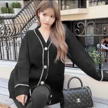 새상품급 Rady 바이컬러 니트 가디건 S