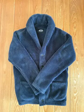 BEAMS M 네이비 플리스 가디건