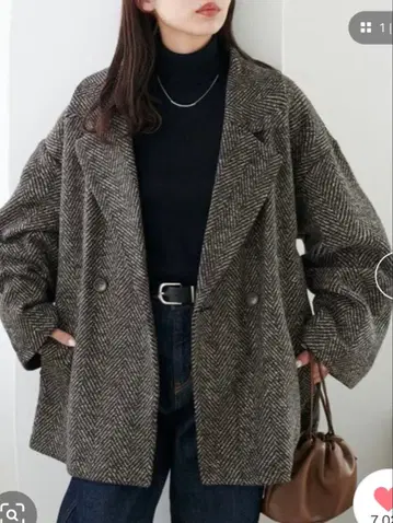 discoat 헤링본 더블 테라 자켓 미사용 새상품