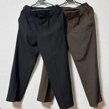 UNIQLO 턱 와이드 팬츠 블랙 브라운 S