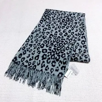 미사용 언타이틀 리버서블 스톨 머플러 대형 레오파드 울