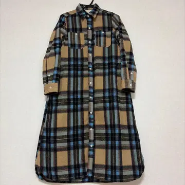 플란넬 체크 무늬 셔츠 원피스