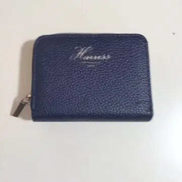 네이비 가죽 접이식 지갑