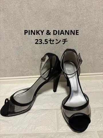 PINKY & DIANNE 블랙 앵클 스트랩 하이힐 샌들 37
