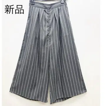 새상품 와이드 팬츠 가우초 팬츠 그레이 스트라이프