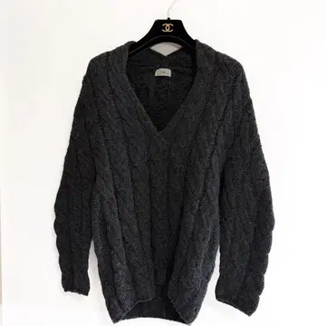 IENA 울 로게이지 V넥 풀오버 케이블 니트