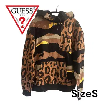 GUESS 레오파드 무늬 후드티 S