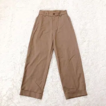 유니클로 x 이네스 콜라보 울 블렌드 와이드 팬츠 모카 하이웨스트 더블