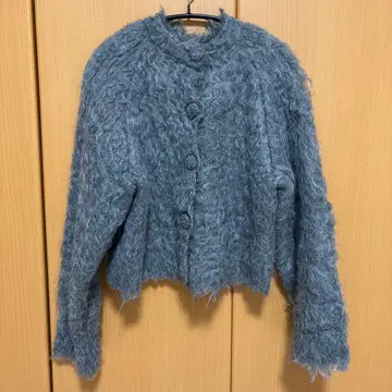 DISCOAT 디스코트 전후 2WAY 샤기 가디건 그레이